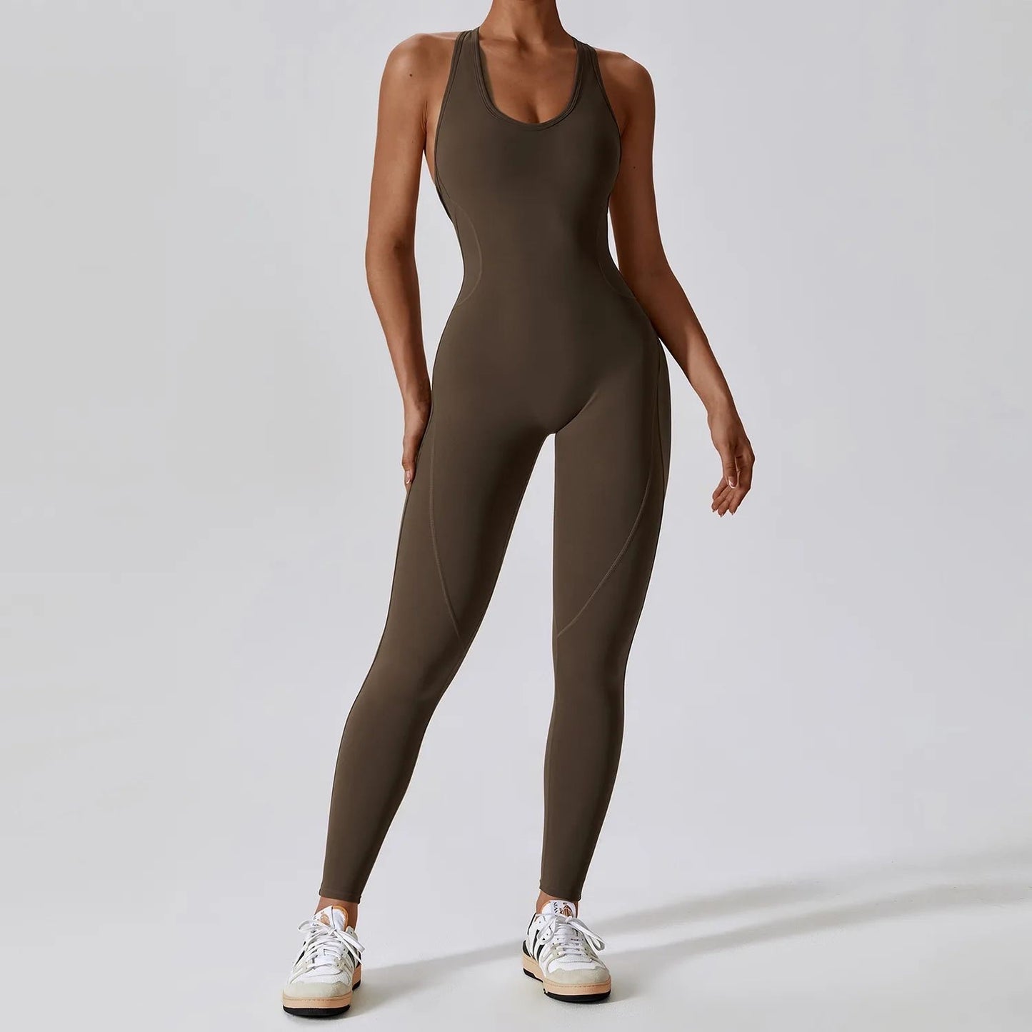 LUXE FAVE SCULPTED JUMPSUIT - BROWN