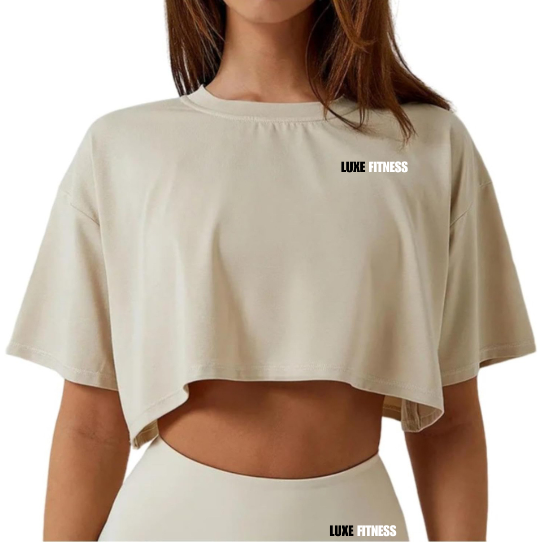 LUXE CROP IT GURL SET - TAN