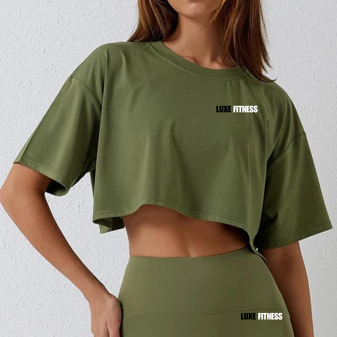 LUXE CROP IT GURL SET - GREEN